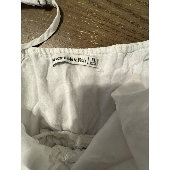 Abercrombie & Fitch XL Tiered Maxi Dress Plunge Cut Out White Pockets Lined Boho - Picture 10 of 12